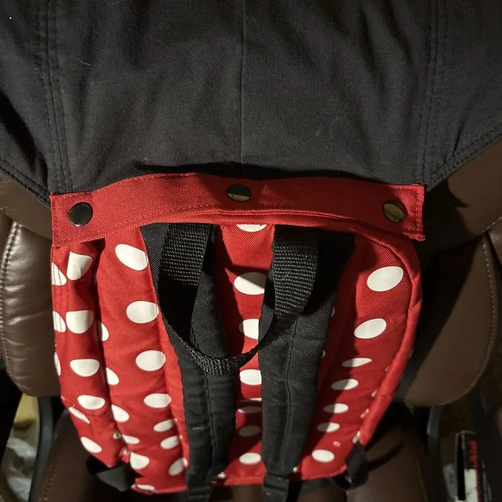 Disney Parks Minnie Mouse Removable, Minnie Ears Hooded Backpack 18x13x3 in.